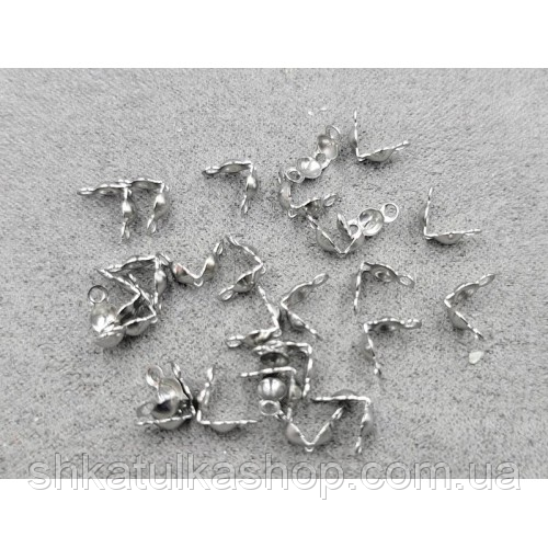 (20шт) Калоти, затискачі, кінцевики для намиста 3*6мм, нержавіюча сталь, фото 1