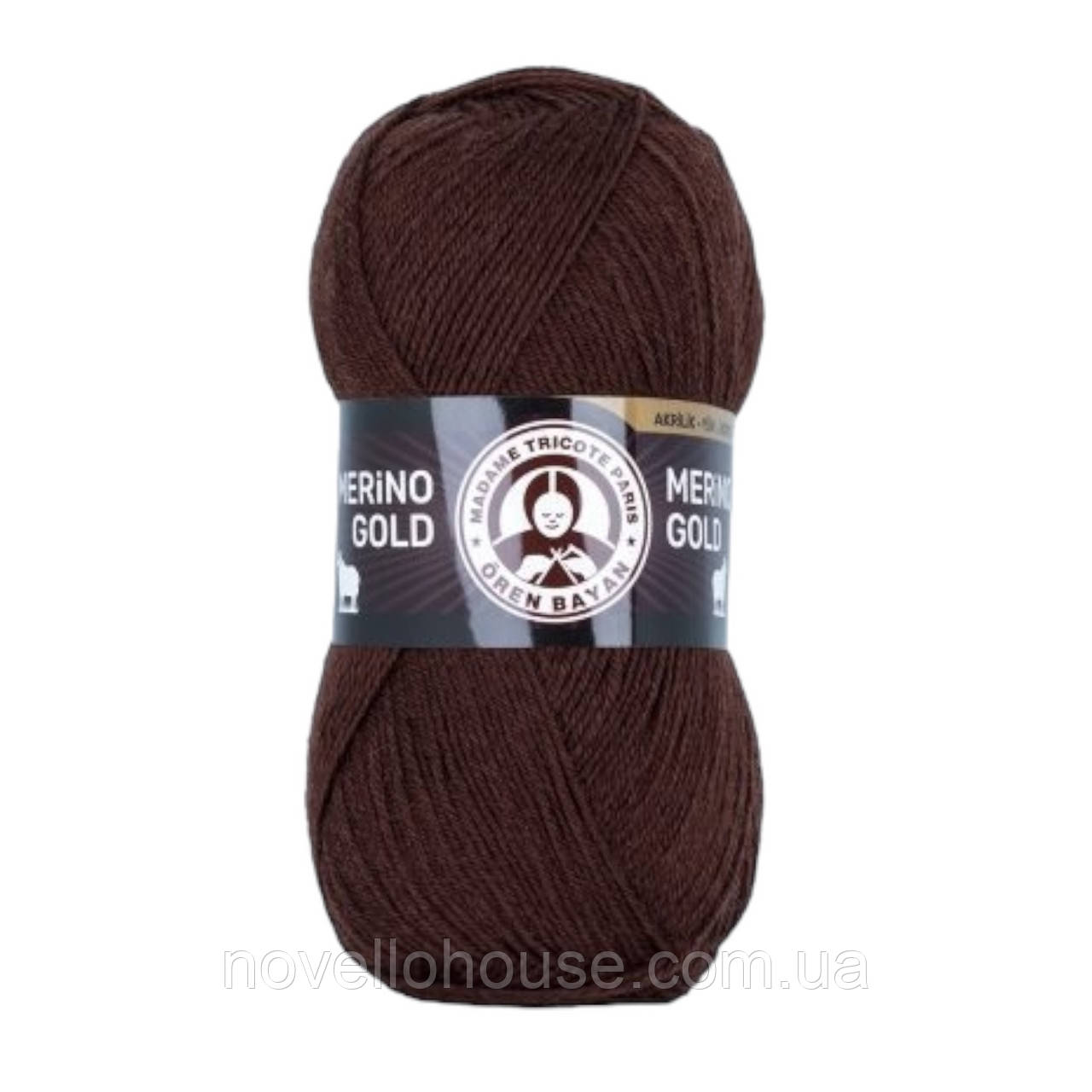 Madame Tricote Paris MERINO GOLD (Мерiно Голд) № 083 коричневий (Вовняна пряжа з акрилом, нитки для в'язання)