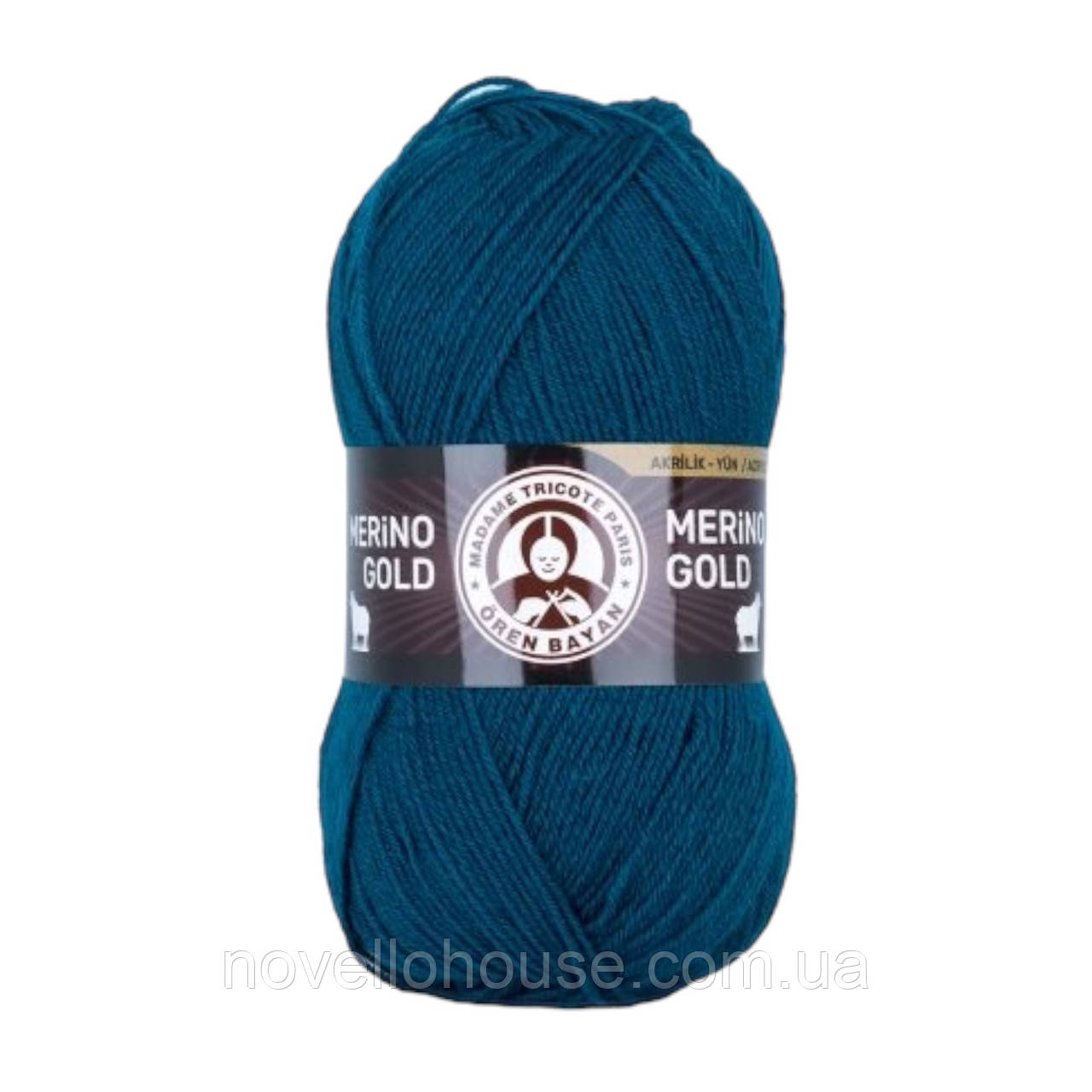 Madame Tricote Paris MERINO GOLD (Мерiно Голд) № 101 петроль (Вовняна пряжа з акрилом, нитки для в'язання)