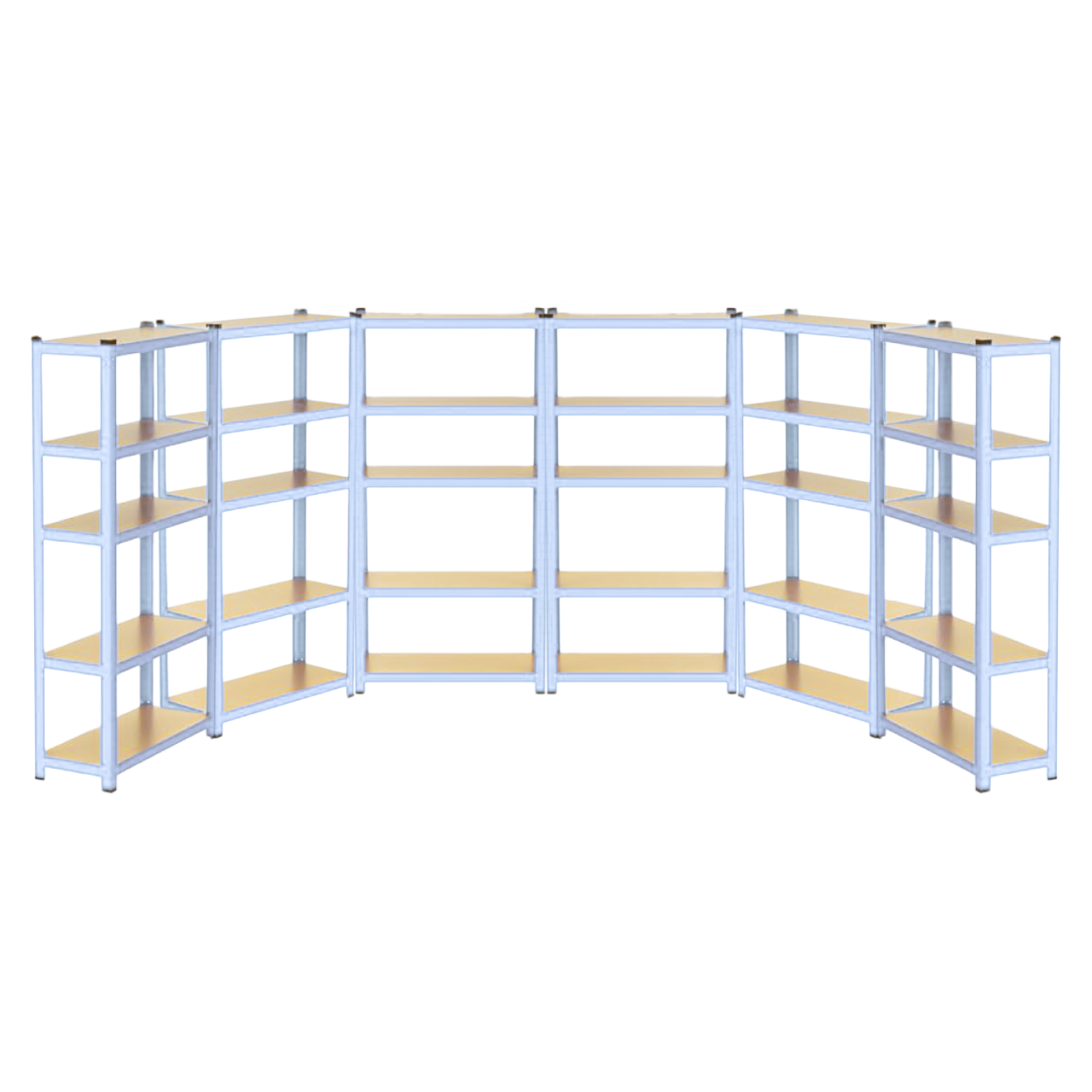 Стелаж | 180х540х40 см | оцинкований | 6 секції 30 полиць МДФ | металевий | витримує 175 кг на полицю | універсальний