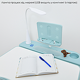 Парта дитяча зі стільчиком, лампою, підставкою для книг, M 4428-12, блакитна., фото 8