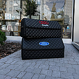 Органайзер у багажник з логотипом Ford з екошкіри, чорний, 65 см, складаний органайзер у багажник, фото 3