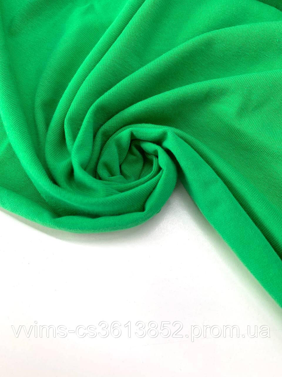 Ткань для одежды стрейч кулир светло-зеленый, 95%хлопок, кулирка, 190 г ...