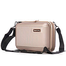 Б'юті-кейс Semi Line T5666-1 4.5L бежевий для ручної поклажі з перегородкою та ремінцем на карабінах