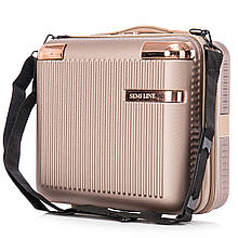 Б'юті-кейс Semi Line 16L Champagne T5666-2 для ручної поклажі ABS-пластик з перегородкою та ремінцем 32x30x17 см
