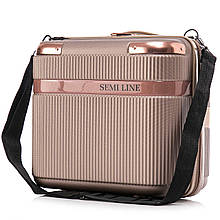 Б'юті-кейс Semi Line 16L Champagne T5668-1 для ручної поклажі ABS-пластик з перегородкою та ремінцем на карабінах