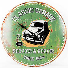 Настінні годинники Technoline 596579 Classic Garage металевий корпус діаметр 395 мм кварцевий механізм зелений колір