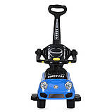 Дитяча каталка-толокар Porsche M 5784-4 з батьківською ручкою 2 в 1 Синій, фото 5