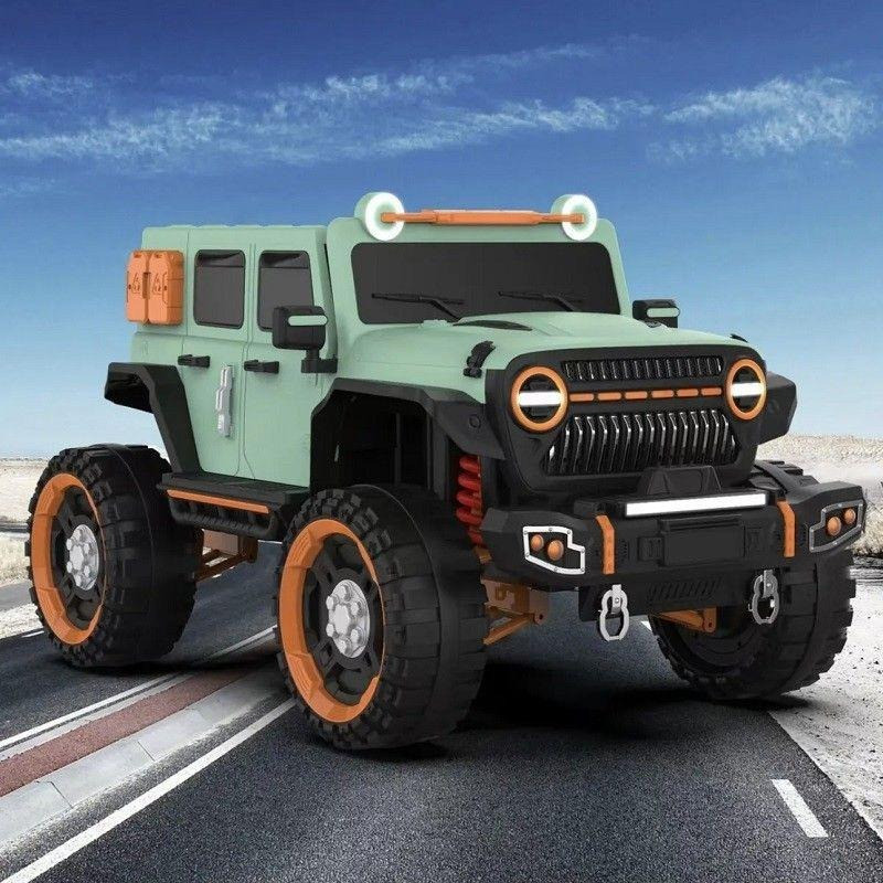 Дитячий електромобіль на акумуляторі Джип Jeep Hurricane з пультом радіокерування для дітей 3-8 років Зелений