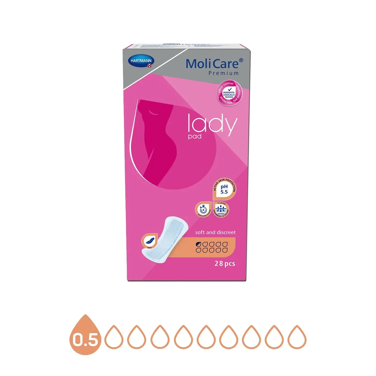 Прокладки урологічні при нетриманні сечі дуже легкого ступеня MoliCare® Premium lady pad 0.5 краплі 28шт/уп.