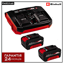 Два аккумулятора емкостью 4,0 Ач и комплект зарядного устройства Einhell 18V 2 x 4,0 Ач Twincharger Kit