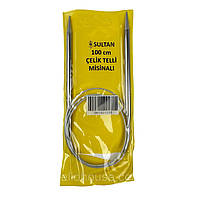 Спиці кругові для в'язання 100 см № 2 Sultan металеві трос в силіконі