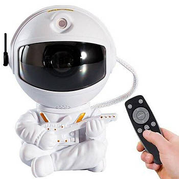 Нічник проектор зоряного неба Космонавт від USB + пульт, Білий / Космонавт проектор / Дитячий нічник космонавт