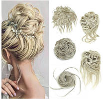 Набір з 5 шиньйонів на резинці Накладний пучок Шиньйон-резинка Накладне волосся Русий блонд