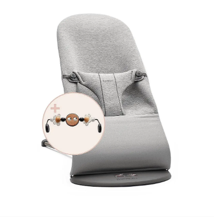 Шезлонг BabyBjorn Bouncer Bliss 3D Jerse (rama Dark Grey) + Toy Googly Eyes Black & White, фото 1
