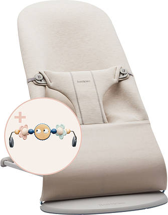 Шезлонг BabyBjorn Bouncer Bliss 3D Jerse (rama Light Grey) + Toy Googly Eyes Pastels, фото 1