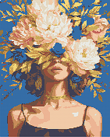 Алмазна мозаїка/вишивка Дівчина у півоніях 40*50 см Орігамі OD 11080