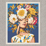 Алмазна мозаїка/вишивка Дівчина у гортензіях 40*50 см Орігамі OD 12710, фото 5