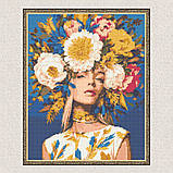 Алмазна мозаїка/вишивка Дівчина у гортензіях 40*50 см Орігамі OD 12710, фото 4