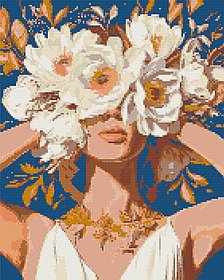 Алмазна мозаїка/вишивка Дівчина з півоніями 40*50 см Орігамі OD 30301