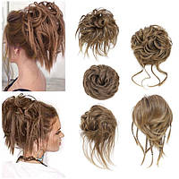Набір з 5 шиньйонів на резинці Накладний пучок Шиньйон-резинка Накладне волосся Каштаново-русявий