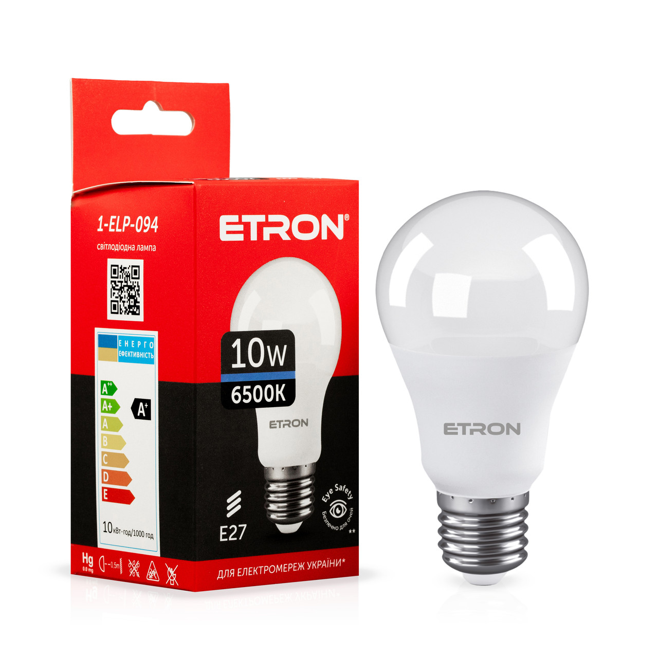 Світлодіодна LED лампа ETRON 10W A60 6500K E27 холодне світло