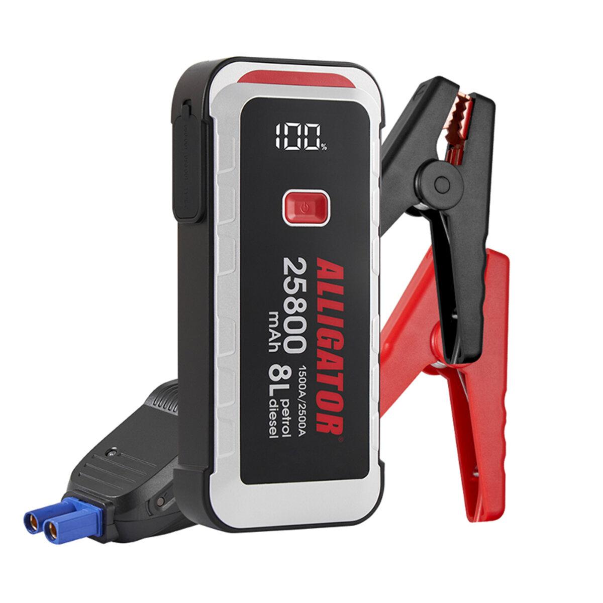 Бустер для запуску авто Alligator Jump Starter 1500A/2500A 25800mAh зі Smart-клімами