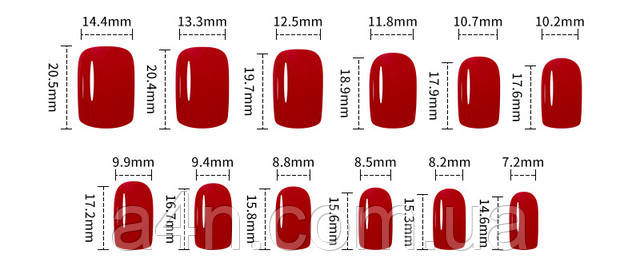 Размеры накладных ногтей