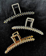 Краб для волосся гуртом 11,5*4 см метал/стрази 6 шт/пач. ТРИ КОЛЬОРИ