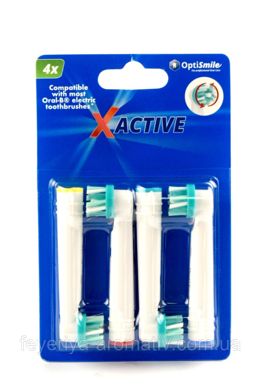 Змінні насадки OptiSmile X Active 4 шт для електричної зубної щітки Oral-B Нідерланди