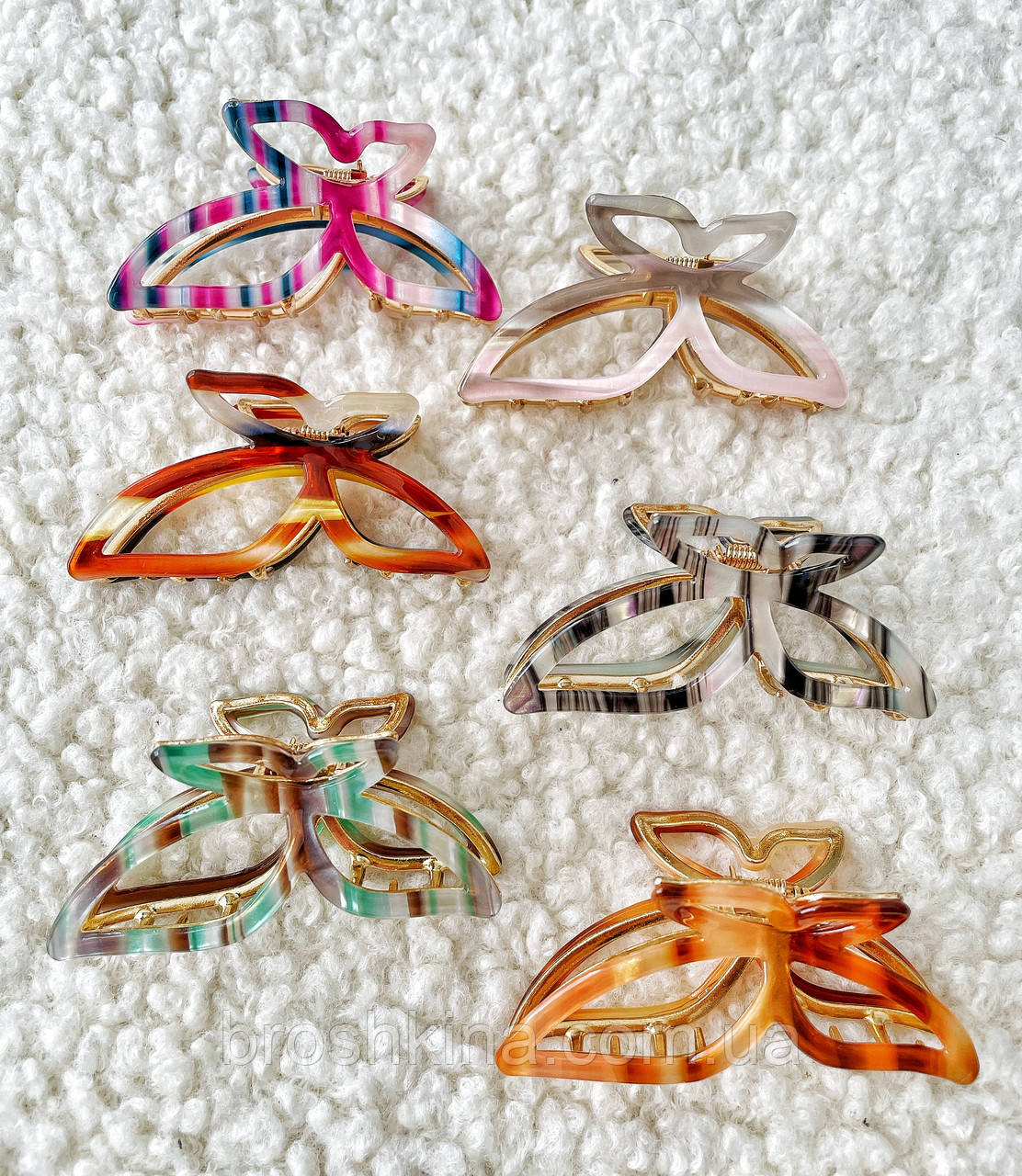 Краби для волосся оптом метал/французький пластік 7*3 см 6 шт/уп  МЕТЕЛИКИ, фото 1