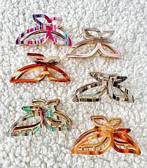 Краби для волосся оптом метал/французький пластік 7*3 см 6 шт/уп  МЕТЕЛИКИ