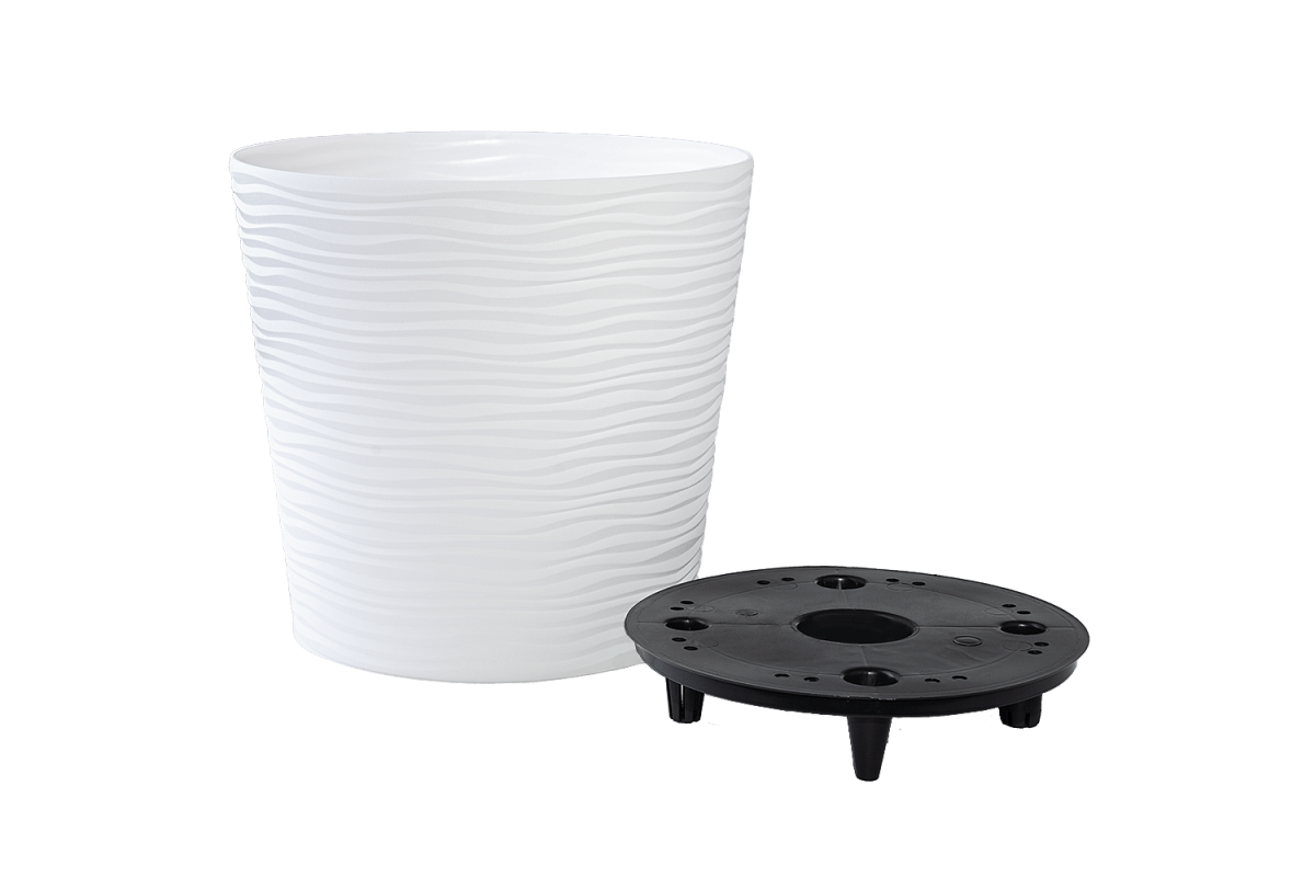 Вазон "Ф'южн" зі вст. низький d16*14,5см (115087), Пластик, білий, Aleana, Арт.55929