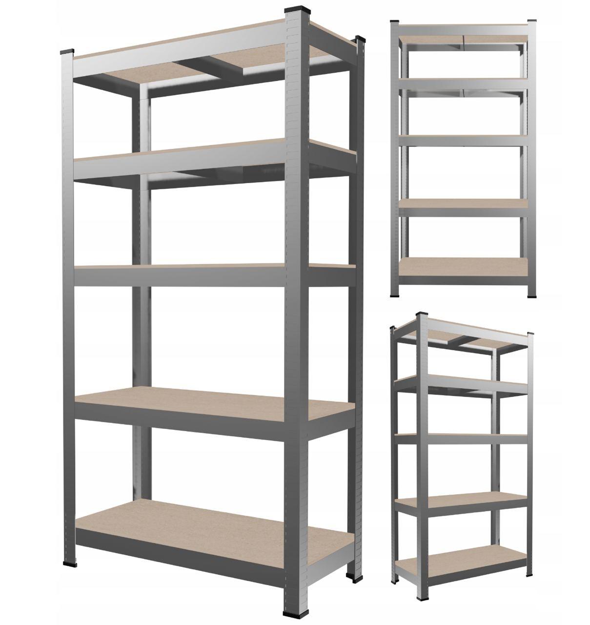 Стелаж металевий 180x90x30, 5 полиць, навантаження, 175кг - на полицю (сірий)