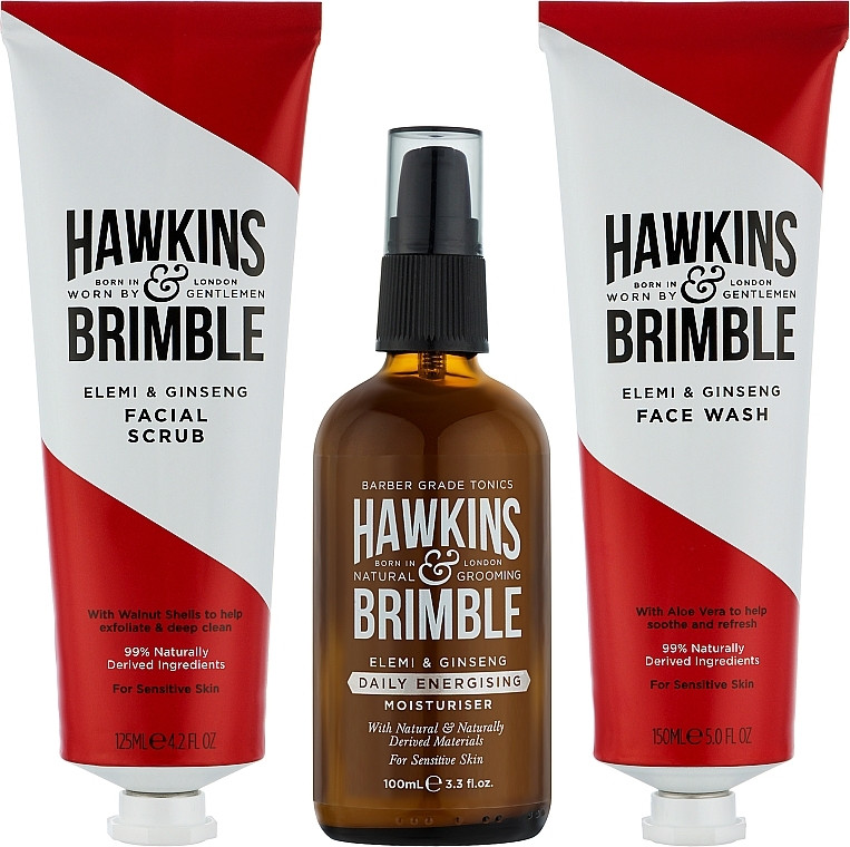 Подарунковий набір для догляду за обличчям Hawkins&Brimble Face box (гель для обличчя, гель для вмивання, скраб)