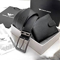 Чоловічий подарунковий набір ремінь і портмоне Armani (113)