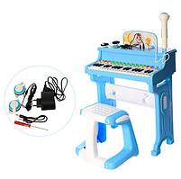 Піаніно зі стільчиком і мікрофоном, дитячий синтезатор від мережі S6001 для навчання, для дівчинки для дітей