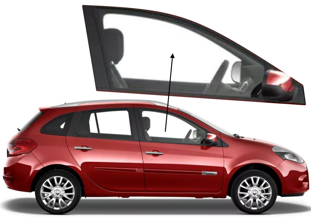 Бічне скло Renault Clio III 2005-2012 передніх дверей праве