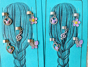 Пірсинг в волосся метал/стрази 6 набір/уп ЗОЛОТІ ТА СРІБНІ МІКС