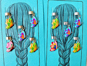 Пірсинг в волосся метал/стрази 6 набір/уп ЗОЛОТІ ТА СРІБНІ МЕТЕЛИКИ