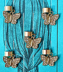 Пірсинг в волосся метал/стрази 6 набір/уп ЗОЛОТІ ТА СРІБНІ МЕТЕЛИКИ