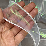 Стрічка Органза з прошитим кантом, ширина ≈4 см, білий (хамелеон), арт 018919, упаковка ≈7,5 метрів, Білий, фото 3