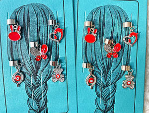 Пірсинг в волосся метал/стрази 6 набір/уп ЗОЛОТІ ТА СРІБНІ МІКС