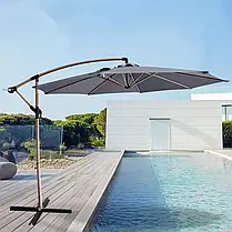 Парасолька садова Santorini Wood 3 м темно-сіра, фото 2