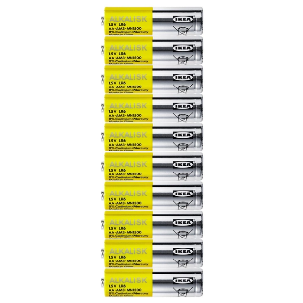 Лужні акумуляторні пальчикові батарейки 10 шт IKEA ALKALISK LR6 AA 1.5В ІКЕА АЛКАЛІСК