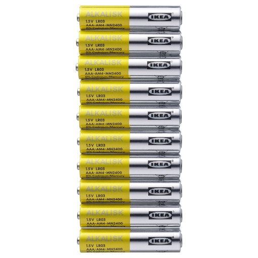 Лужні акумуляторні мізинчикові батарейки 10 шт IKEA ALKALISK LR03 AAA 1.5В ІКЕА АЛКАЛІСК
