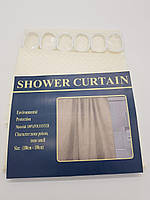 Шторка тканинна для ванної та душу з кільцями 180х180 см Піка текстильна бежева SHOWER CURTAIN