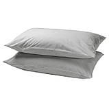 Комплект наволочок IKEA DVALA 100% бавовна 50x60 см світло-сірі 2 шт ІКЕА ДВАЛА, фото 3