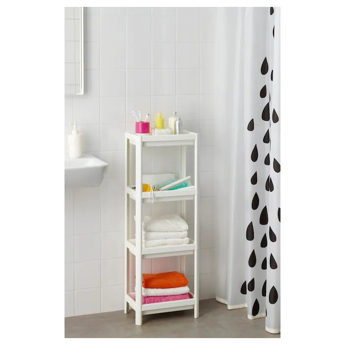 Стелаж у ванну IKEA VESKEN 36x23x100 см пластикова біла підлогова полиця ІКЕА ВЕСКЕН