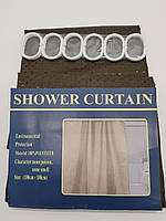 Шторка тканинна для ванної та душу з кільцями 180х180 см Піка текстильна коричнева SHOWER CURTAIN